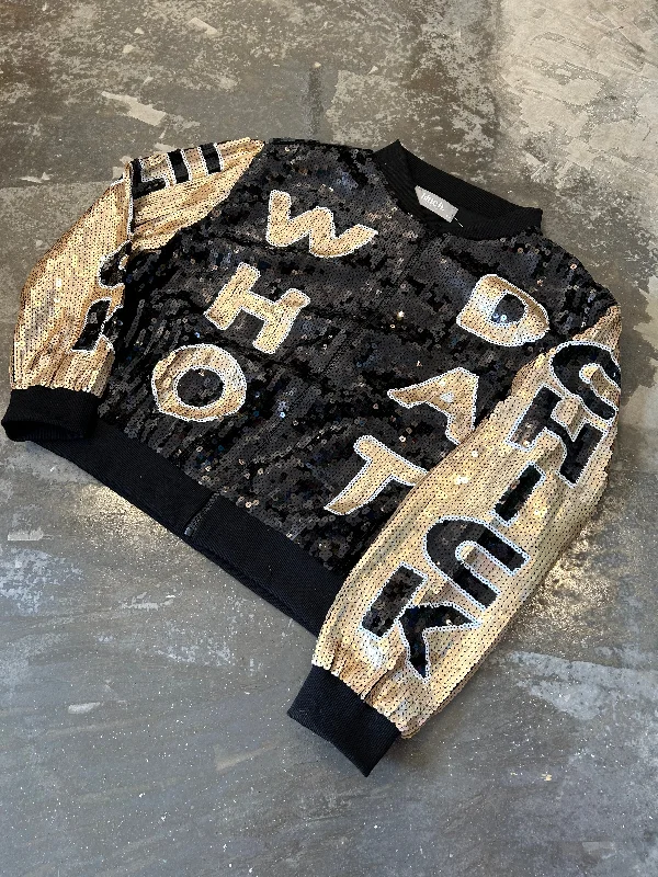 Outdoor Jacket-Who Dat Chick Sequin Bomber jacket