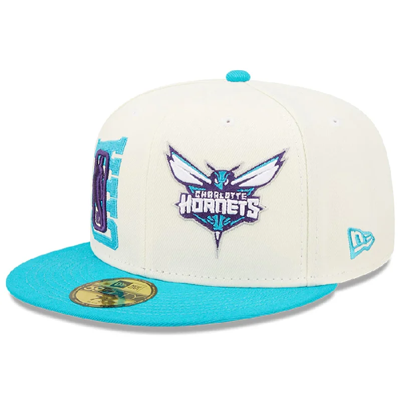 Cozy Hat-Charlotte Hornets New Era 2022 NBA Draft 59FIFTY Fitted Hat - Cream/Teal