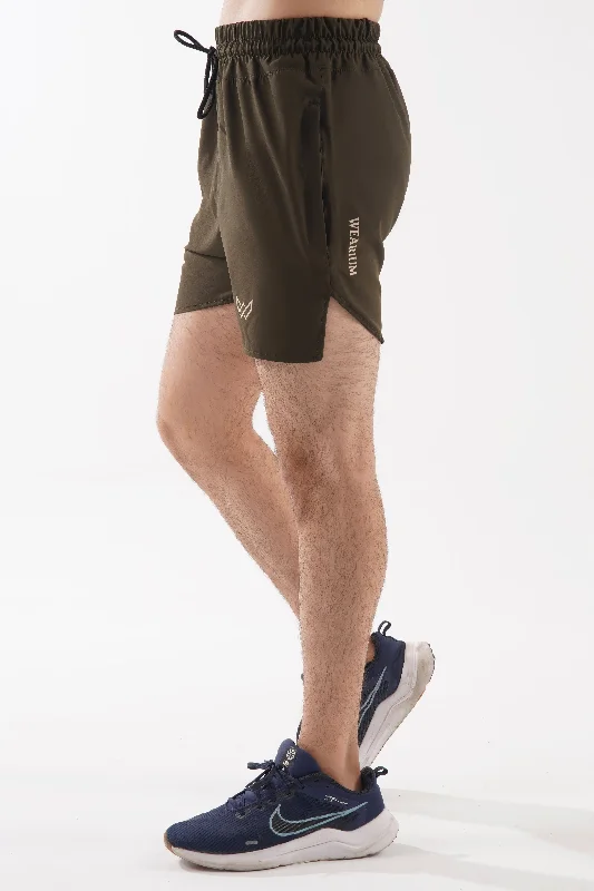 Button Shorts-SprintStyle Training Shorts - Olive