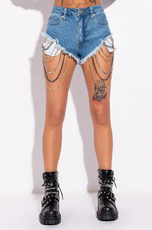 Running Shorts-SEXY CHAIN DENIM SHORTS