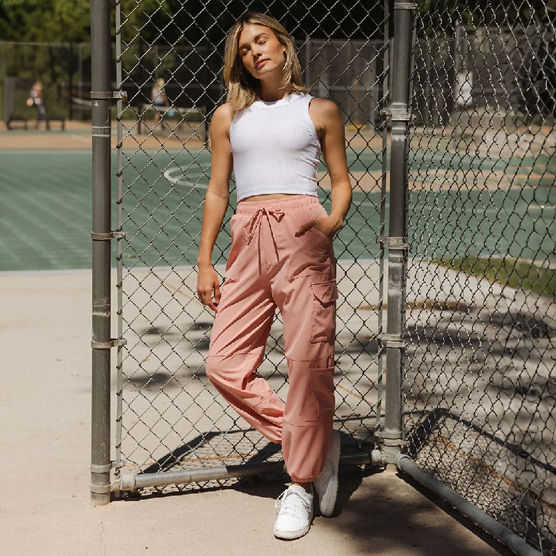 Jogger Pants-Jetsetter Cargo Joggers, Pink Bliss