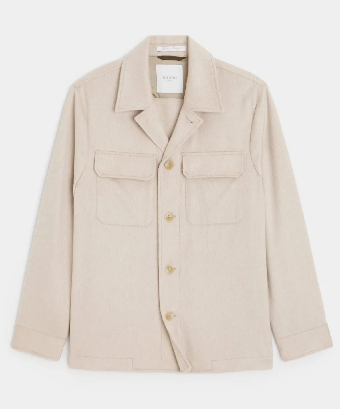 Commuter Jacket-Italian Cashmere Two-Pocket Overshirt in Oatmeal