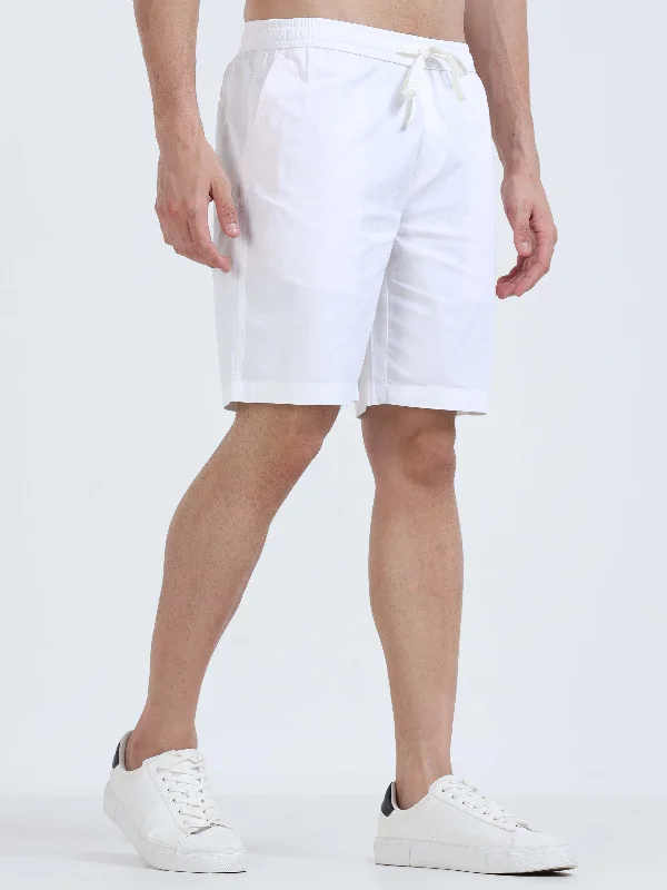 Gym Shorts-Soft Cotton White Basic Shorts