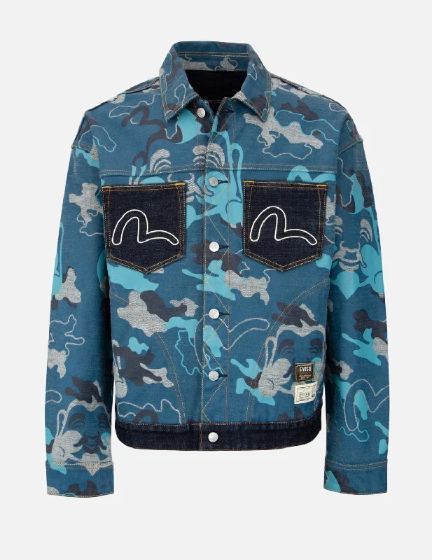 Everyday Jacket-Allover Camouflage-Pattern Reversible Denim Jacket