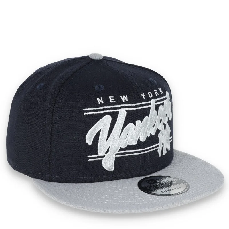 Wide Brim Hat-New York Yankees New Era Team Script 9FIFTY Snapback Hat - Navy