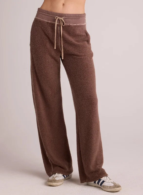 Jogging Pants-French Terry Wide Leg Sweatpant - Mocha Mist