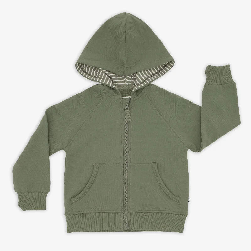 Comfortable Hoodie-Moss Zip Hoodie