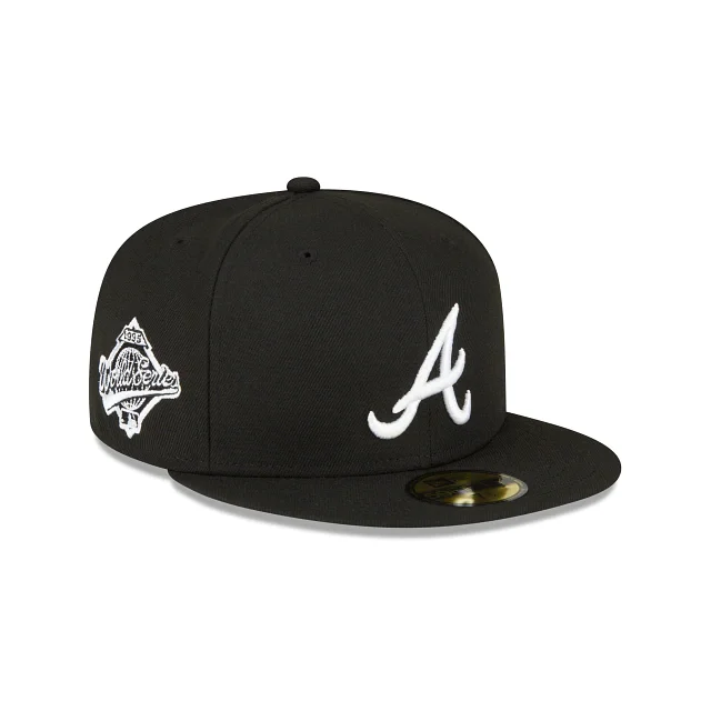 Warm Wool Hat-NEW ERA ATLANTA BRAVES 1995 WORLD SERIES SIDE PATCH 59FIFTY FITTED-BLACK/WHITE