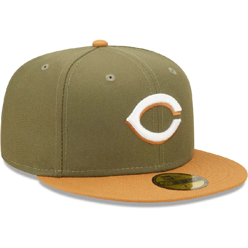 Urban Hat-New Era Cincinnati Reds Two-Tone Color Pack 59FIFTY Fitted Hat -Olive/Brown