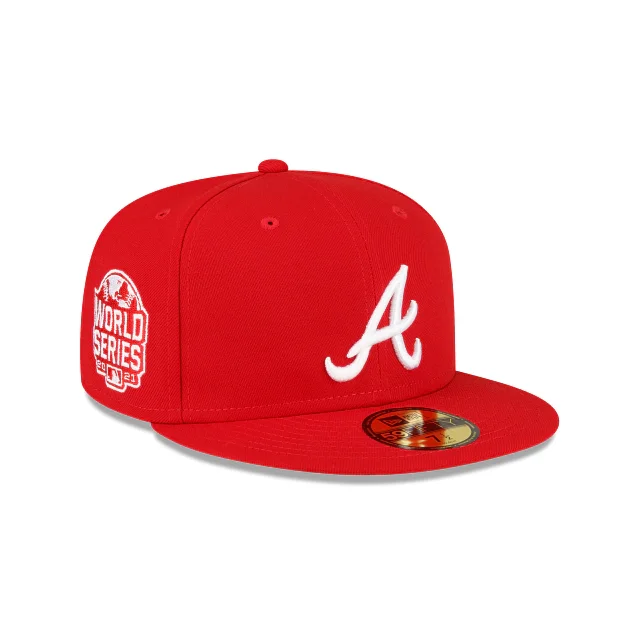 Classic Baseball Hat-New Era Atlanta Braves 2021 World Series Side Patch Scarlet 59FIFTY Fitted