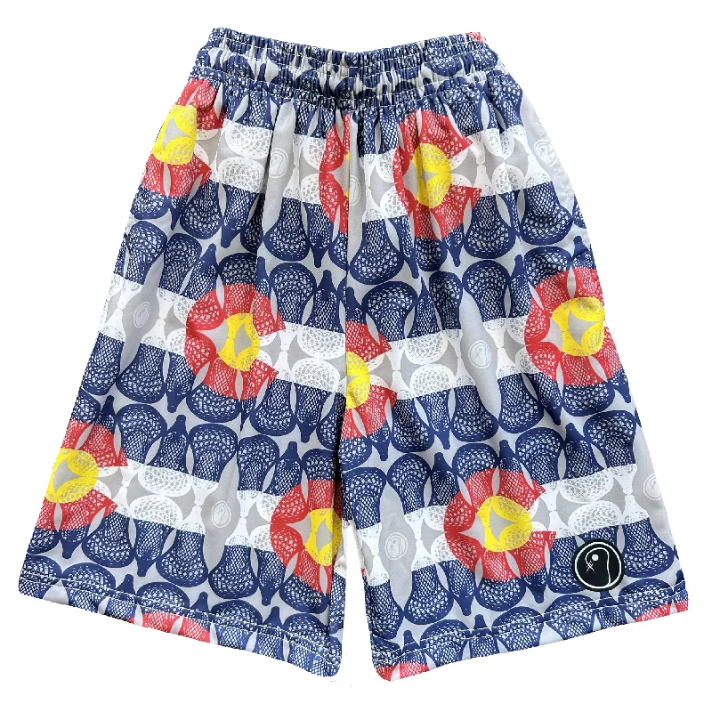 Summer Shorts-Mens Colorado Flag Lacrosse Shorts