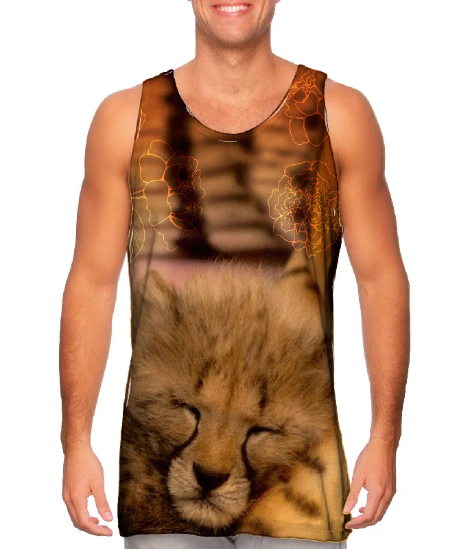 Sleeveless T-Shirt-Sleeping Cheetah Kitten