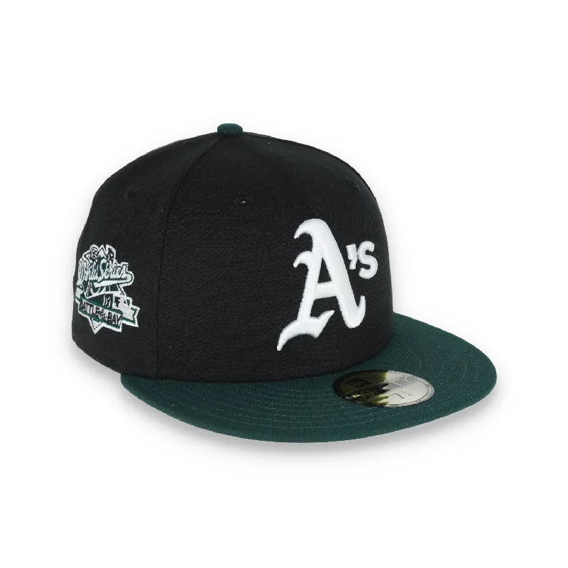 Classic Baseball Hat-New Era Oakland Athletics 1989 World Series Patch 59FIFTY Fitted-Black/Dk Green