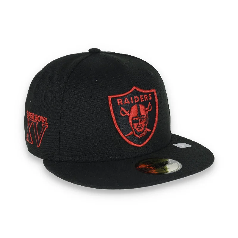 Fashionable Hat-Las Vegas Raiders Shield Super Bowl XV Side Patch New Era 59Fifty Fitted-Black