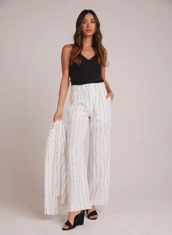 Slim-Tapered Pants-Kate Pleated Pant with Elastic Back - Mala Beach Stripe