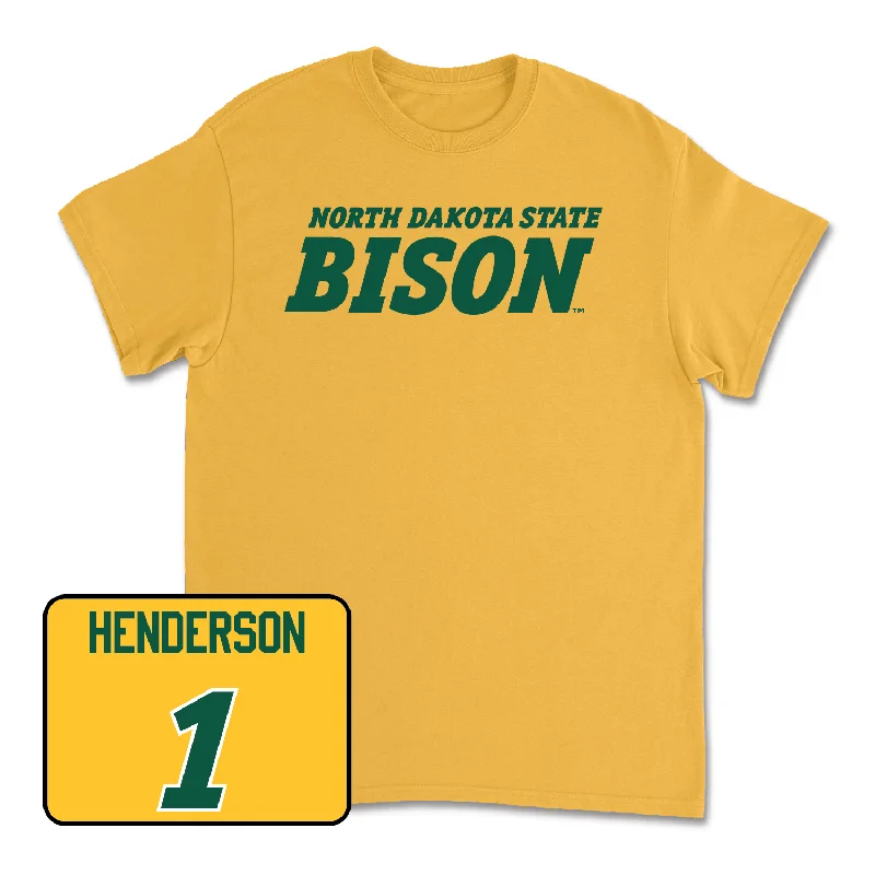 Graphic Artwork T-Shirt-Gold Football Bison Tee - Braylon Henderson