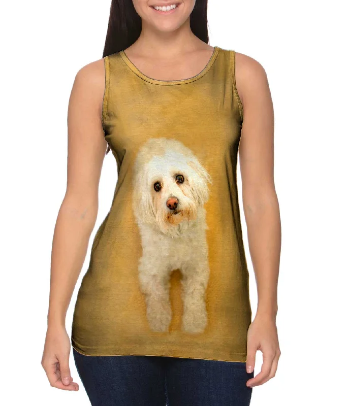 Sleeveless Top-Sad White Puppy