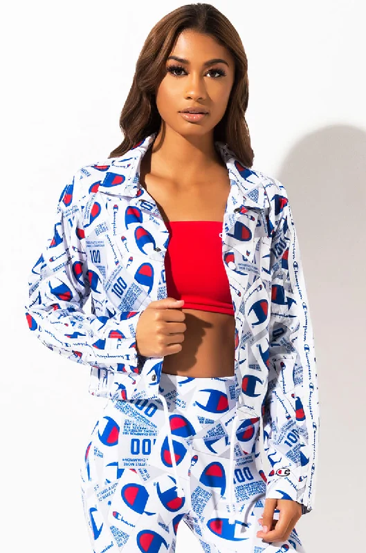 Eco-Conscious Jacket-CHAMPION CROPPED COACHES JACKET ALL OVER PRINT