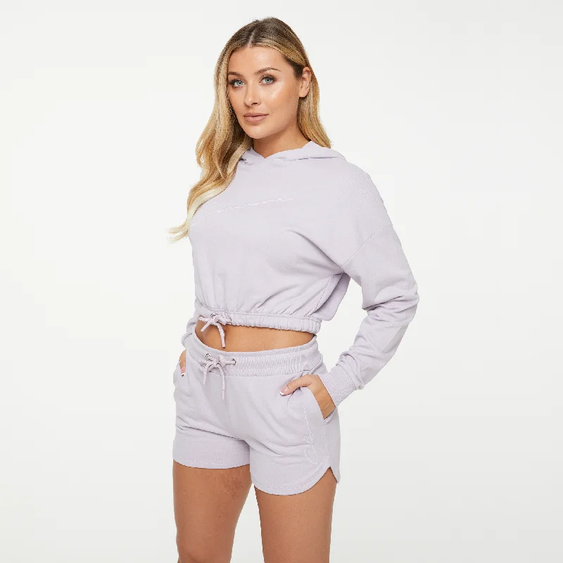 Classic Zip Hoodie-Tonal Embroidered Cropped Hoodie Twinset | Purple