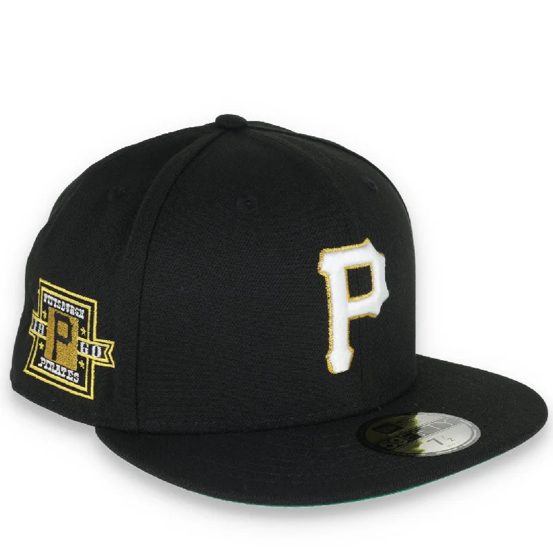 Personalized Hat-New Era Pittsburgh Pirates Metallic Logo 1960 Side Patch 59FIFTY Fitted - Black