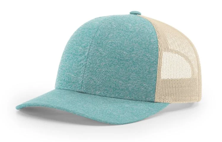 Baseball Hat-Snapback Trucker Cap- Green Teel Heather/ Birch