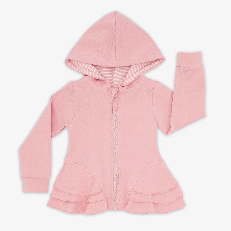 Pullover Hoodie-Mauve Blush Peplum Hoodie