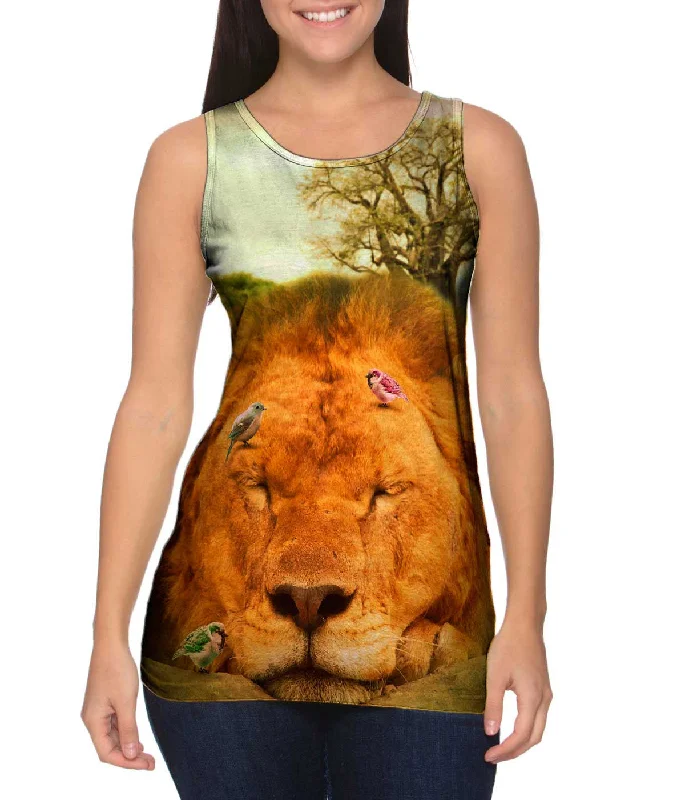 Premium Sports Tank-Sleeping Lion And Birds