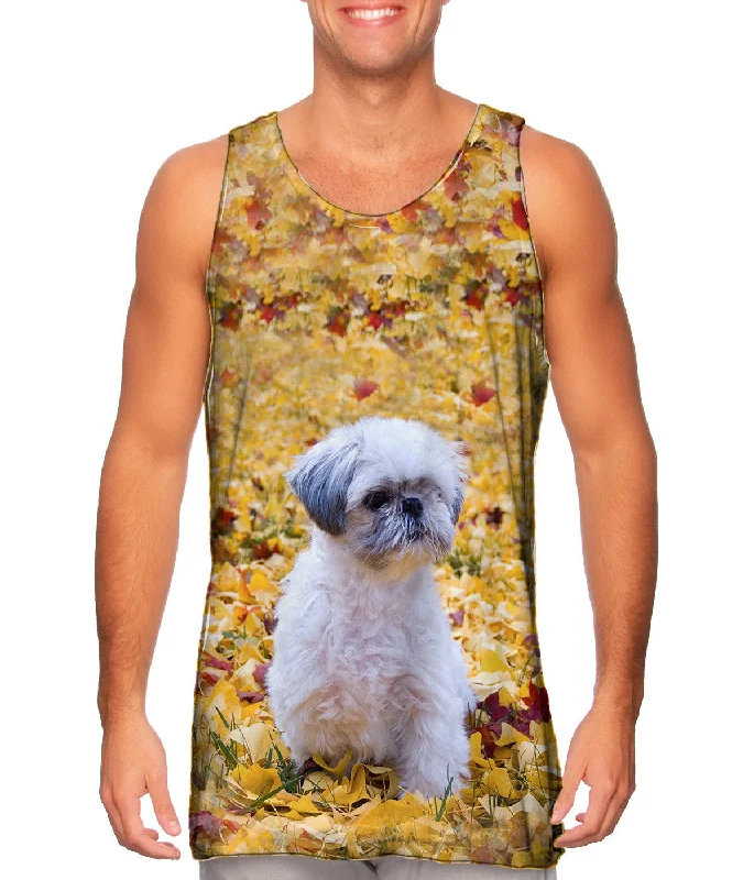 High Neck Tank-Shih Tzu Amongst The Autumn Leaves