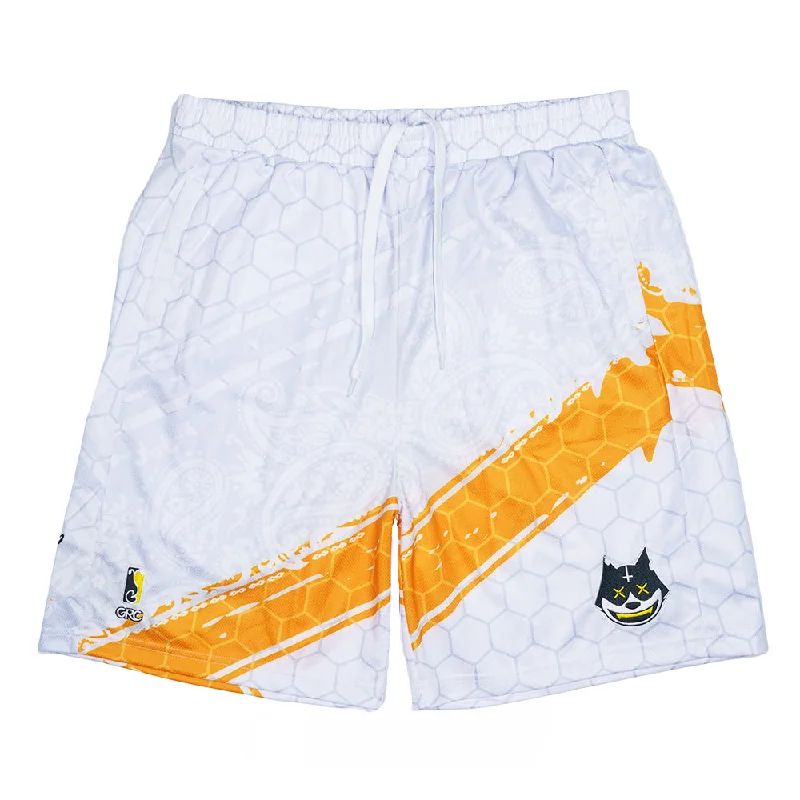 Chino Shorts-Stylust Paisley Cat White Mesh Shorts