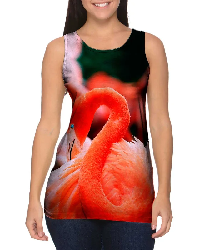 Breathable Sleeveless Top-Ruffled Feathers Flamingo