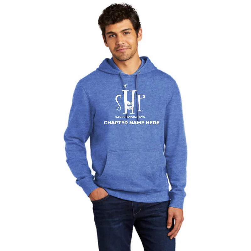 Funny Hoodie-Official Staff Hoodie with Chapter Name (Heather Blue) White and Black Print