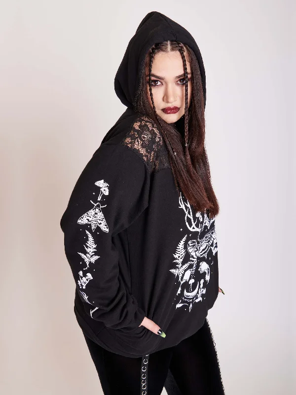 Pop Culture Hoodie-Forest Witch Lace Hoodie