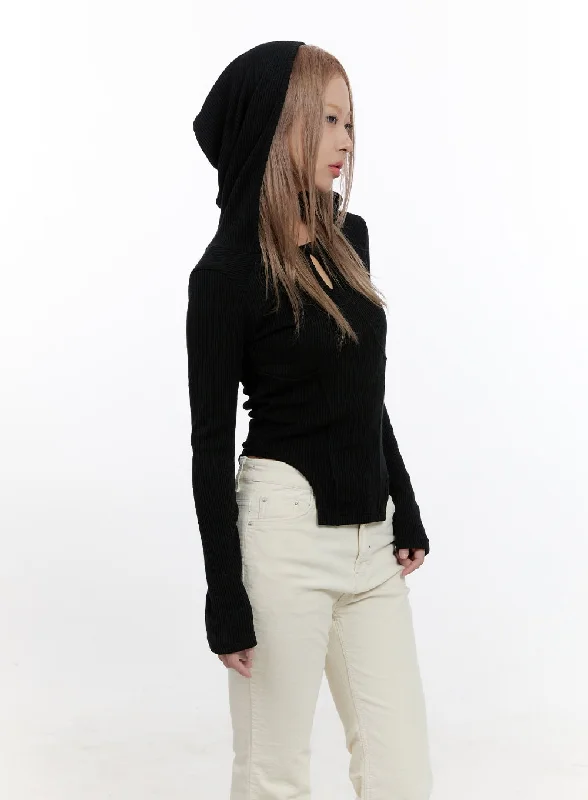 Motivational Hoodie-Cut Out Slim Fit Hoodie CN425